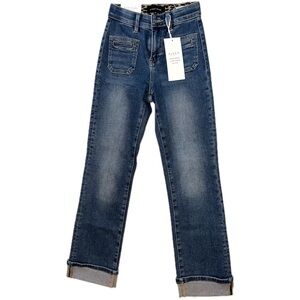 Risen Straight Leg Cuffed Jeans